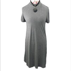 Charming Charlie Gray Striped High Neck Dress